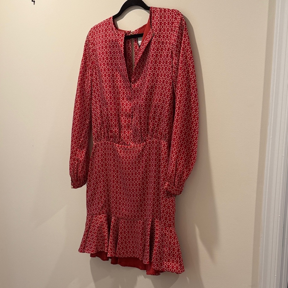 Alexis Silky Red Geometric Mini Dress